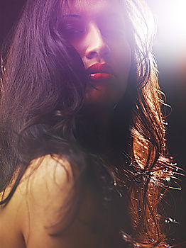 Image, Stock Photo Attractive Asian woman in yellow sunglasses
