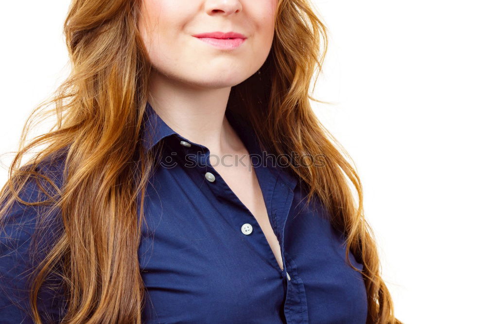 Similar – young beautiful redhead woman with curls and freckles smiles at camera