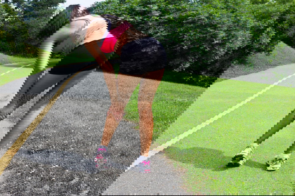 Similar – Image, Stock Photo Woman warming up before outdoor workout