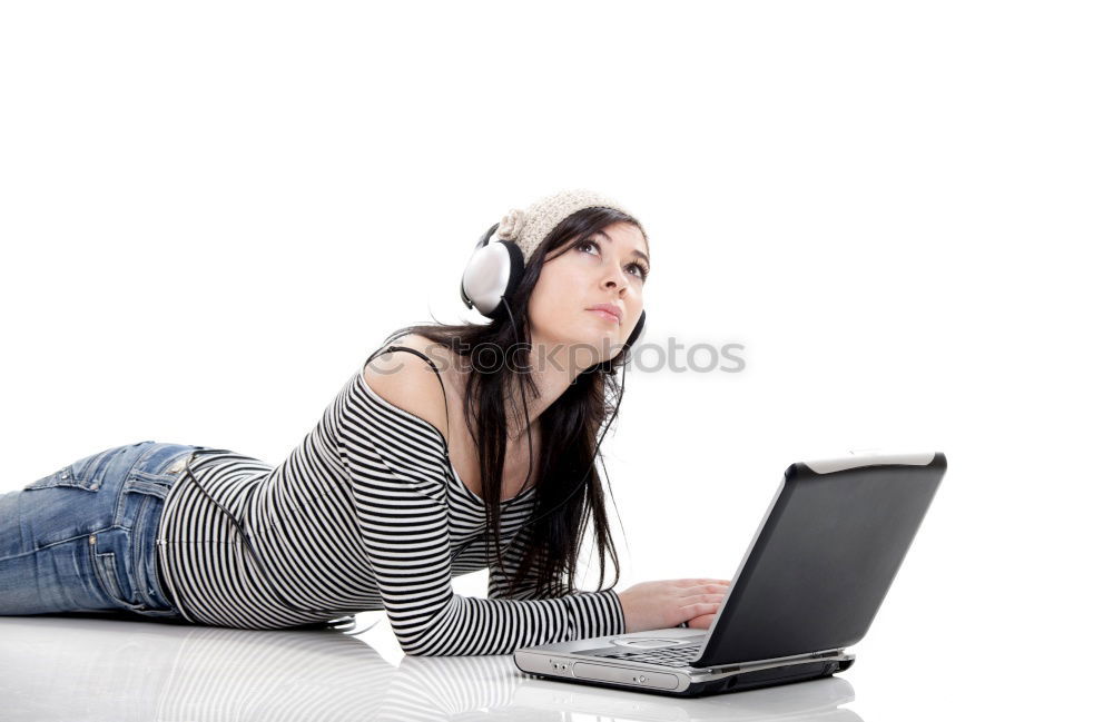 Similar – Image, Stock Photo Young desperate student with glasses looks over a laptop