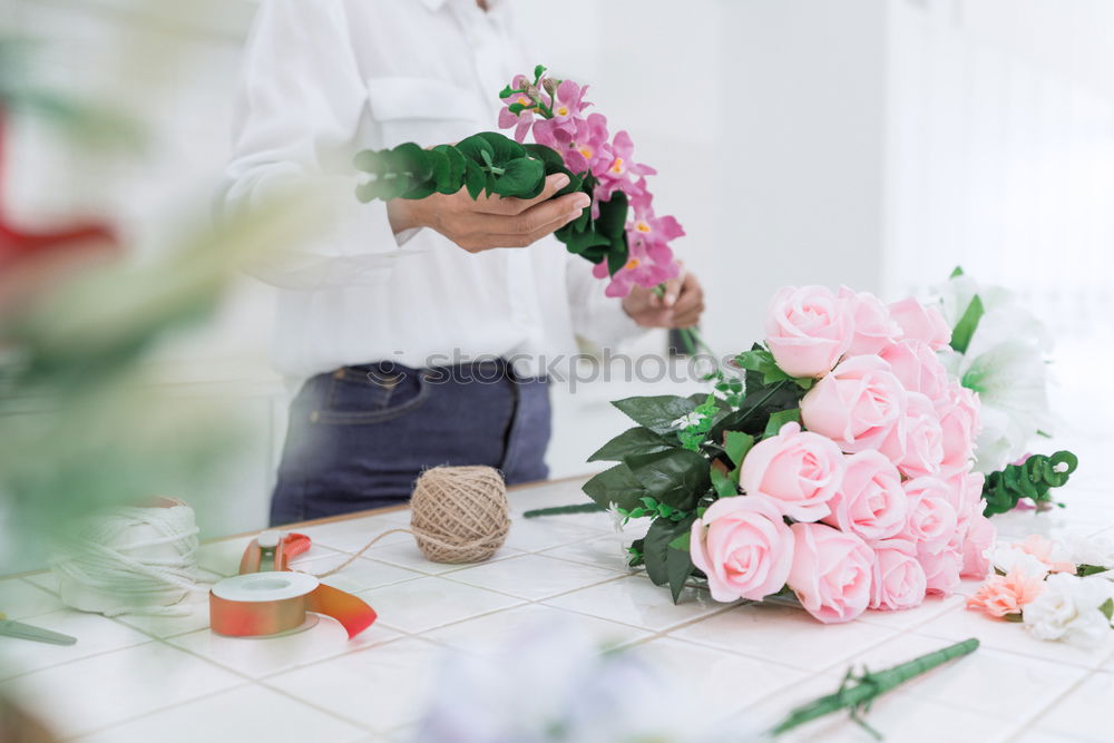 Similar – Image, Stock Photo Woman gardener, planting cactus plant in a pot