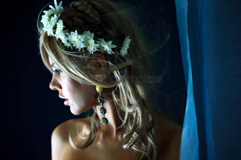 Image, Stock Photo Pretty woman wearing flower garland