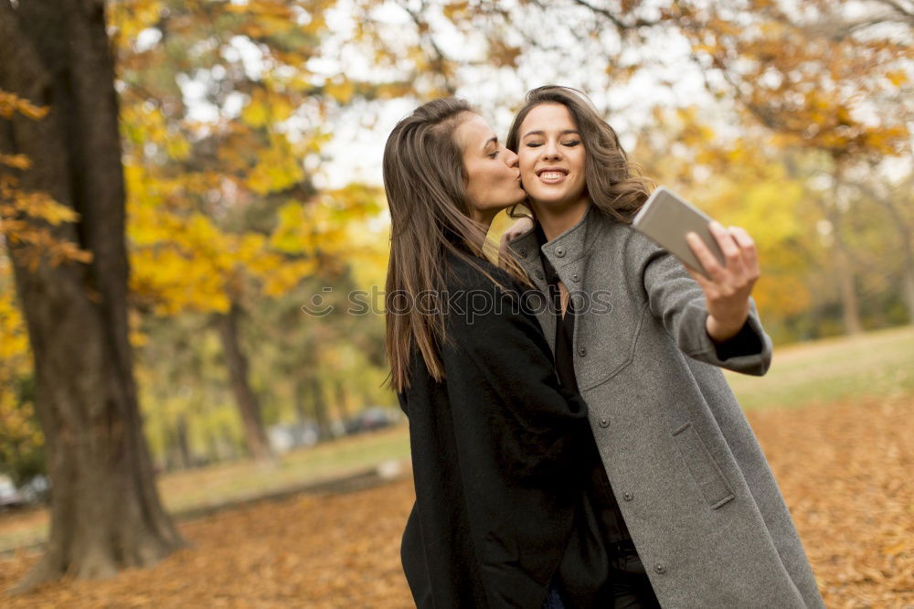 Similar – Image, Stock Photo Happy best friend teenager girls embracing outdoors