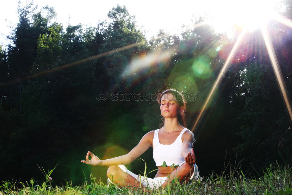 Similar – Image, Stock Photo Young woman doing yoga in nature