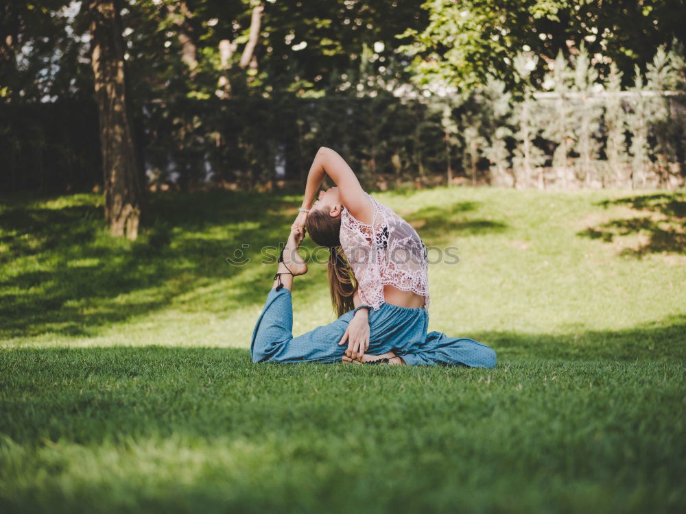 Similar – Image, Stock Photo Confident girl posing in green field