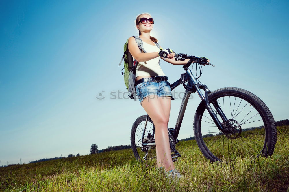 Similar – Foto Bild Hübsche Frau mit Fahrrad