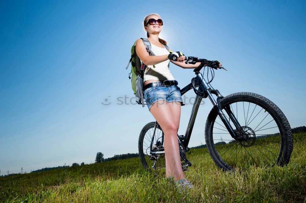 Similar – Foto Bild Hübsche Frau mit Fahrrad