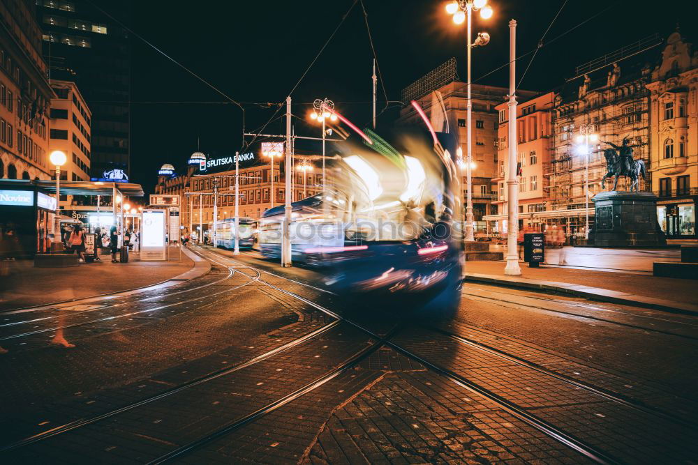 Similar – Street in Budapest at night using time exposure