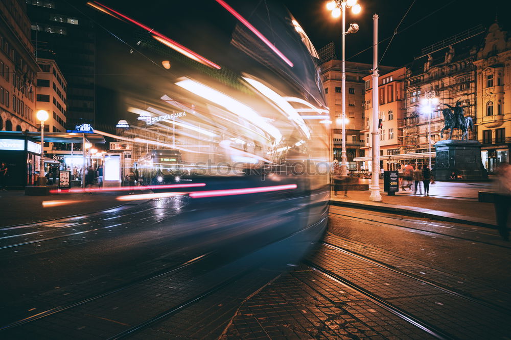 Similar – Street in Budapest at night using time exposure