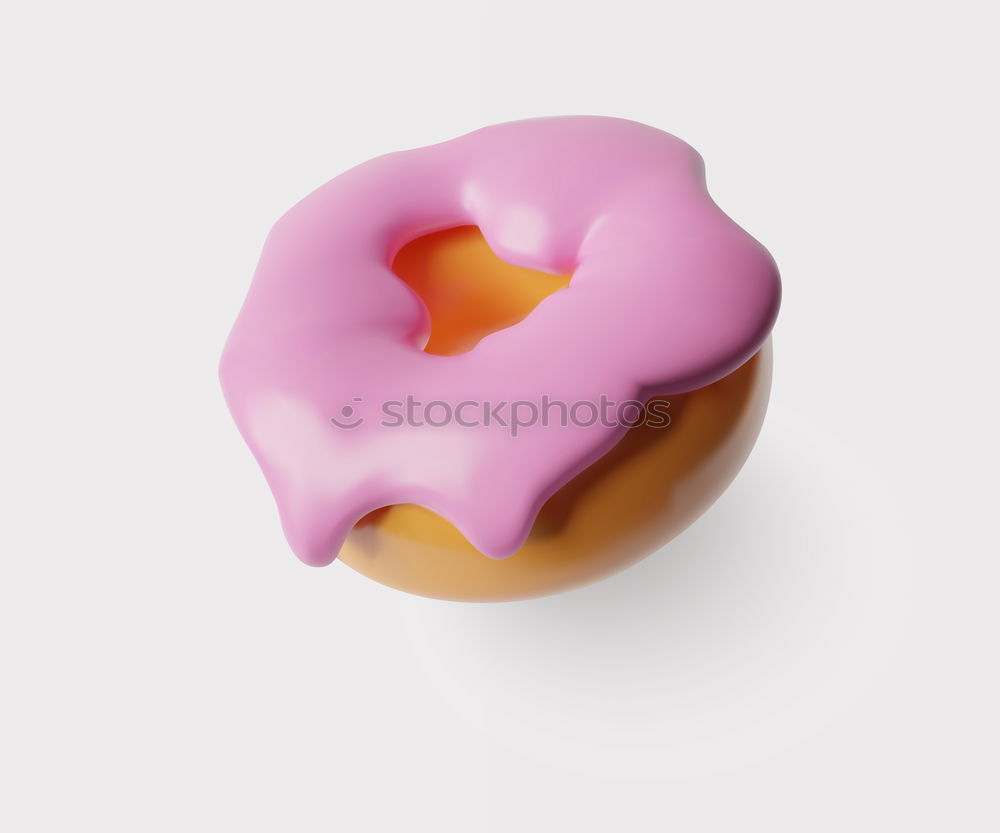 Similar – Image, Stock Photo Top view of pink donut on white and pink background