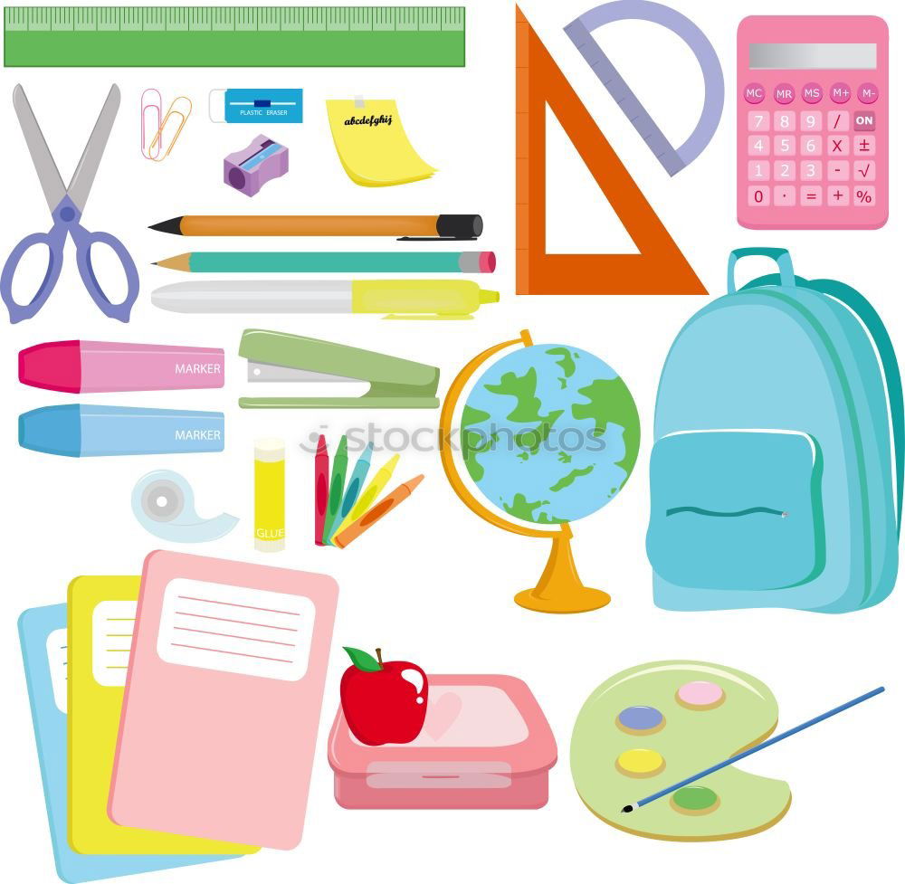 Similar – Image, Stock Photo Backpack and school supplies: magnifying glass, notepad