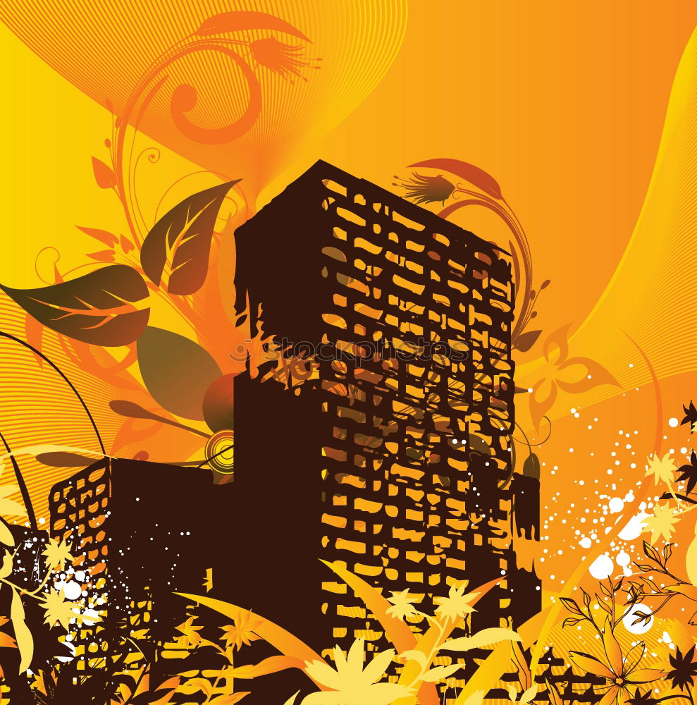 Similar – Image, Stock Photo An appartment building, colored in gold by the setting sun, and a dark blue sky behind it