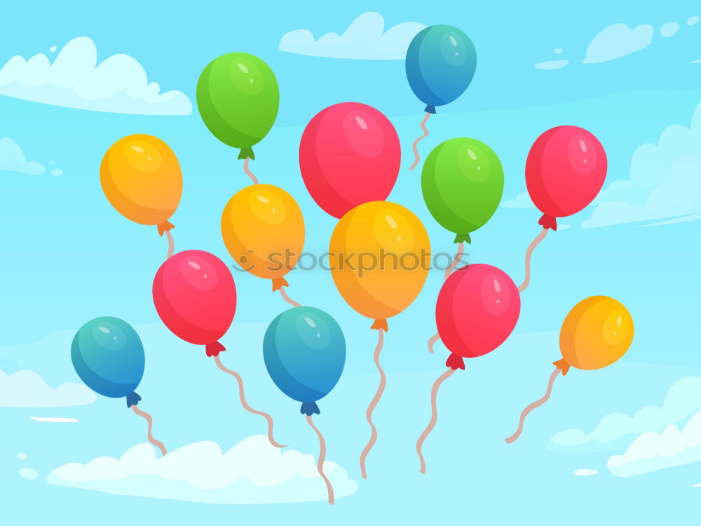 Similar – Aus Papier ausgeschnittene Luftballons schweben zwischen fluffigen Wolken durch den Himmel