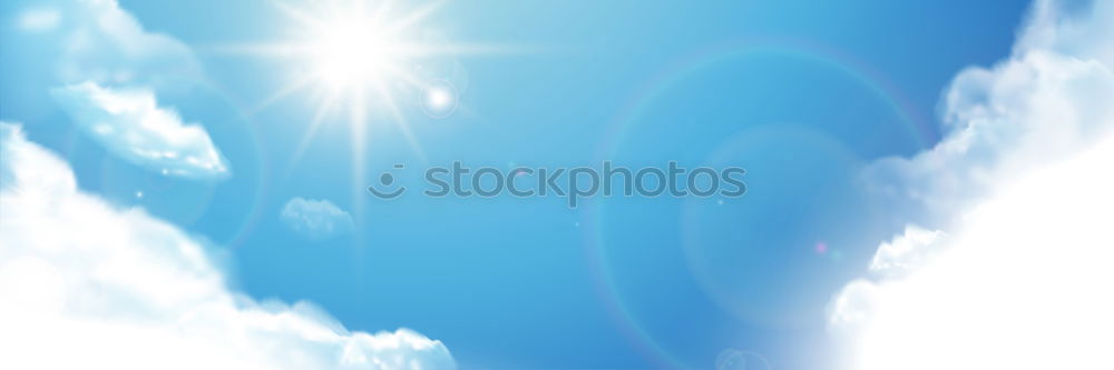 Similar – Beautiful blue summer sky with sun and small clouds