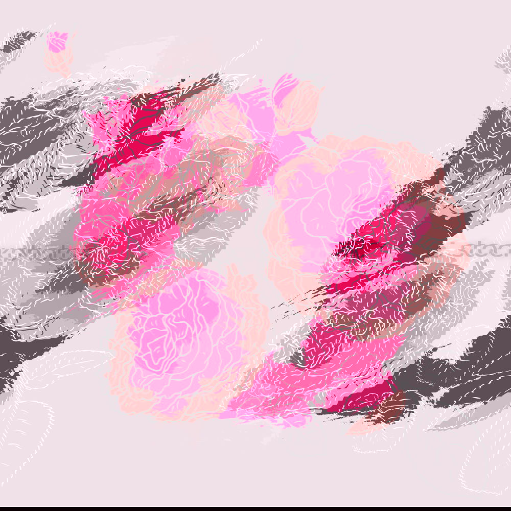 Image, Stock Photo Round flower frames with pink flowers, marker and bow