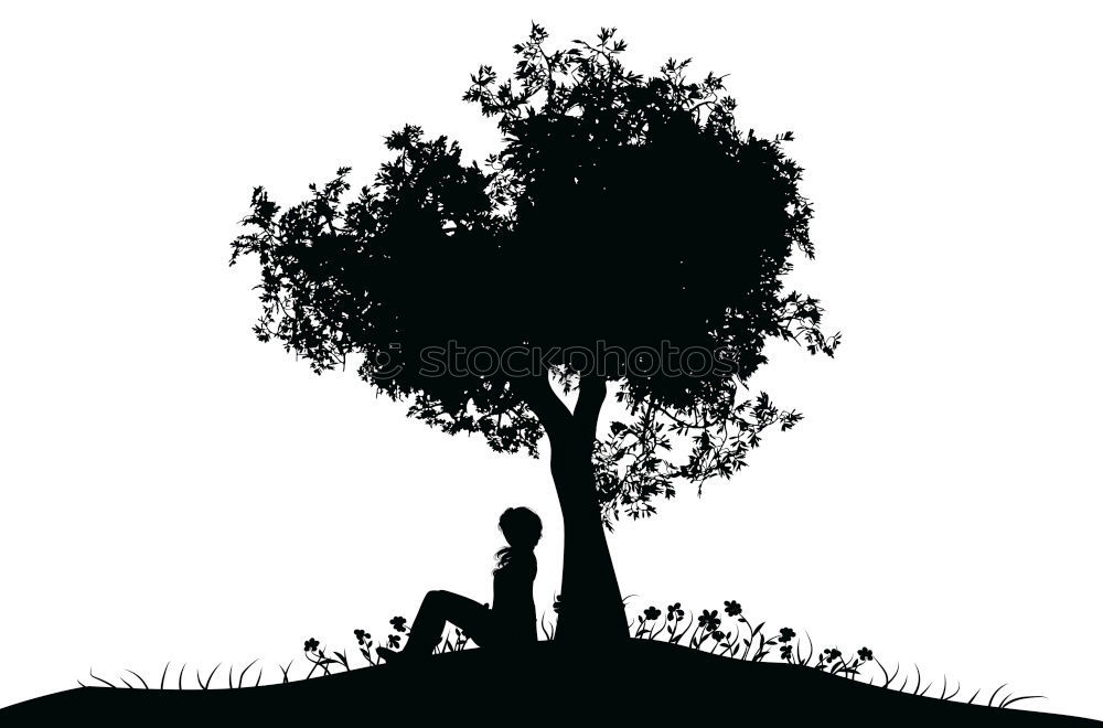 Similar – Shadow of a person leaning on a tree