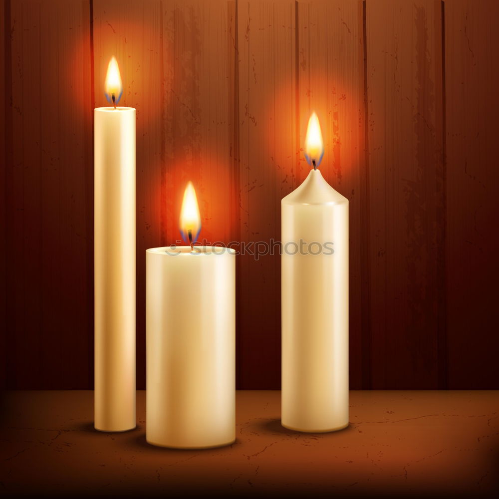 Image, Stock Photo Two candles are burning on a minimalist Advent wreath, consisting of numbered tea lights