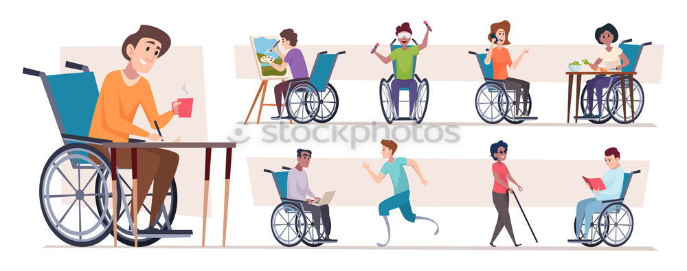 Similar – Image, Stock Photo Wheelchair users help and support old people