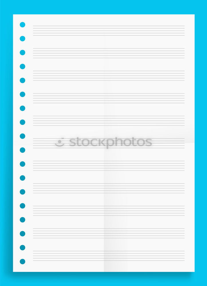 torn in half white blank sheet in line on blue background