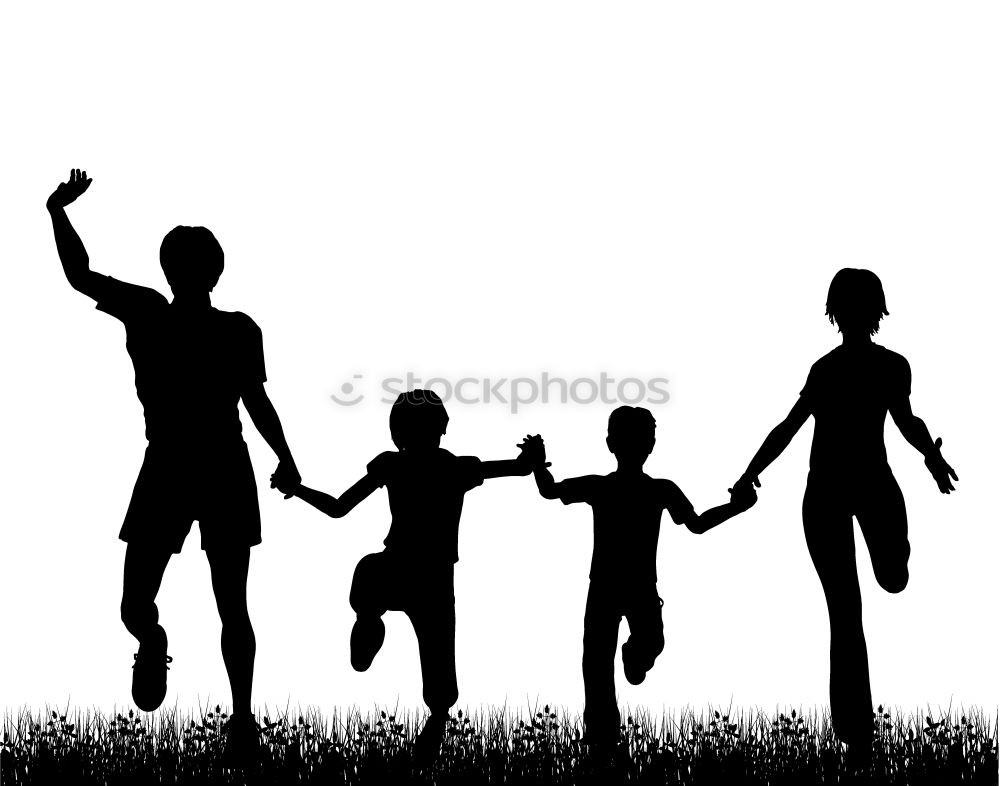 Similar – Image, Stock Photo Happy family standing in the park at the sunset time.