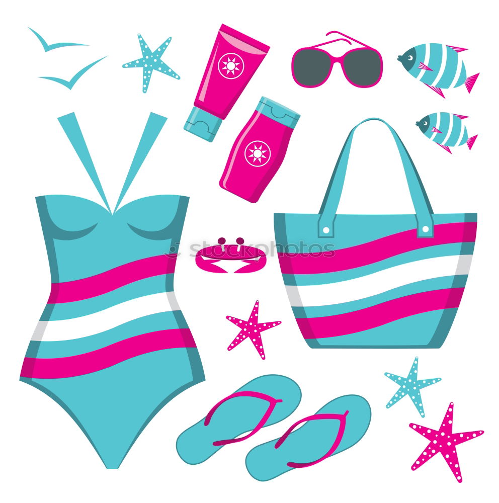 Similar – Image, Stock Photo Pink beach accessories on blue background