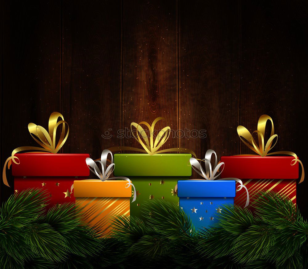 Similar – Image, Stock Photo Surprise l many, colorful, wrapped Christmas parcels & mushrooms, lying on old rustic wooden table as decoration and ornamentation. Small Christmas presents wrapped in wrapping paper with a Christmas motif are waiting to be unwrapped under the Christmas tree.