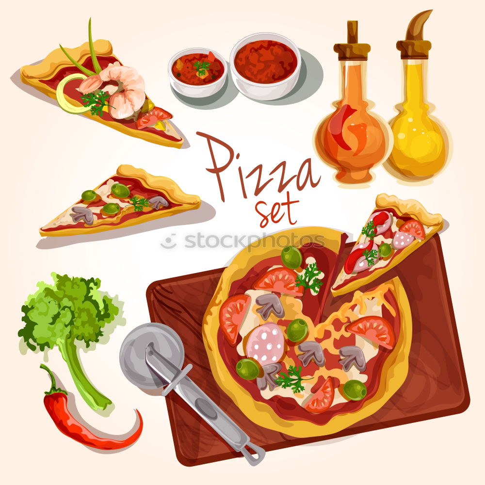 Image, Stock Photo Pizza in parts Food