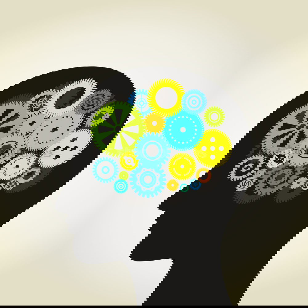 Similar – Image, Stock Photo Stress on the brain through mobile phone notifications