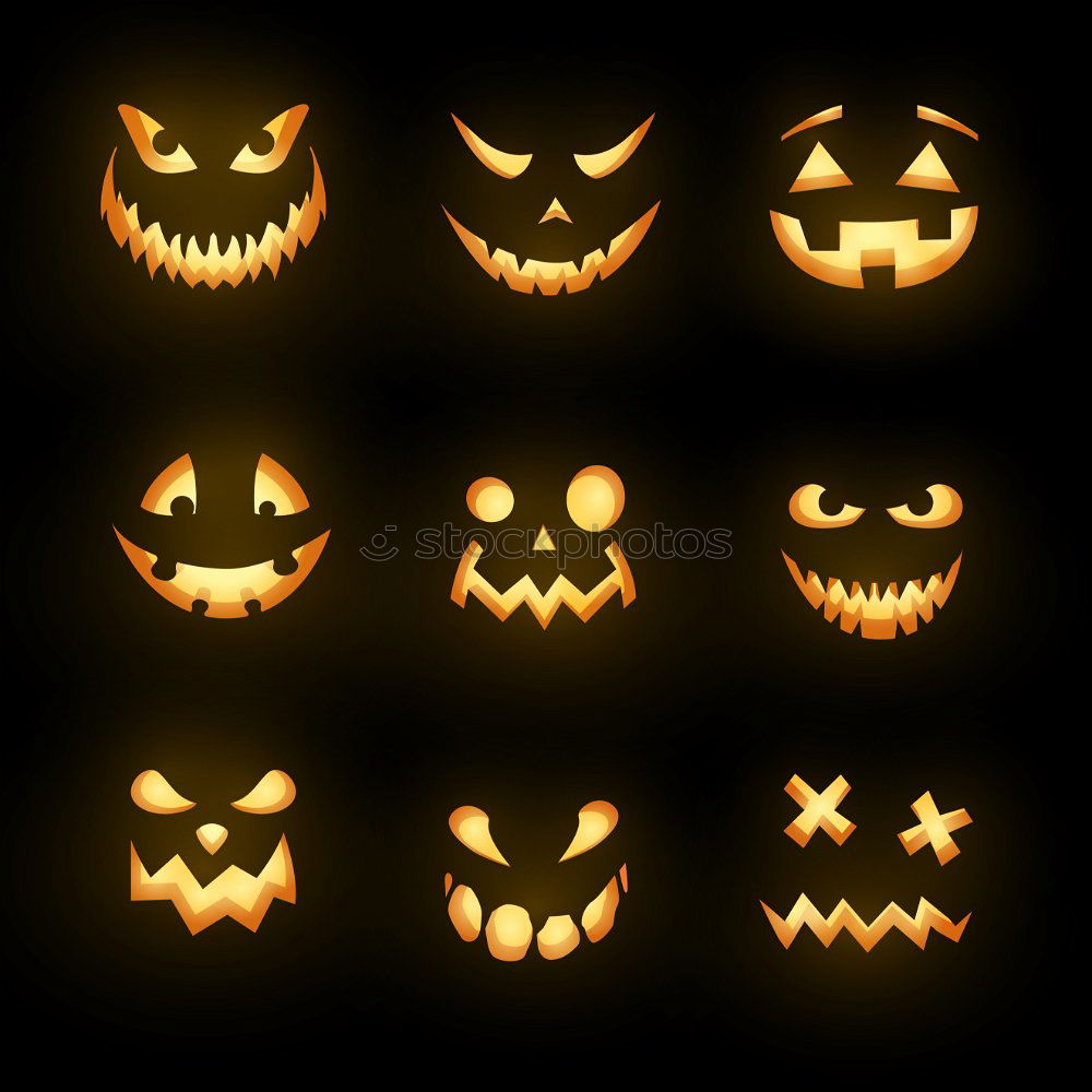 Similar – Image, Stock Photo Six glowing Halloween pumpkins