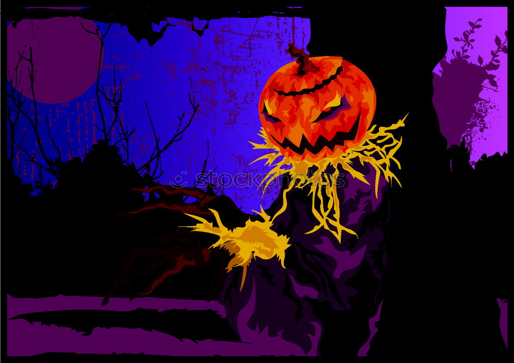 Similar – Image, Stock Photo Spooky smiling halloween pumpkin in hot burning bright fire flames