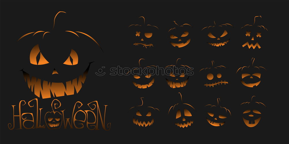 Similar – Image, Stock Photo Six glowing Halloween pumpkins