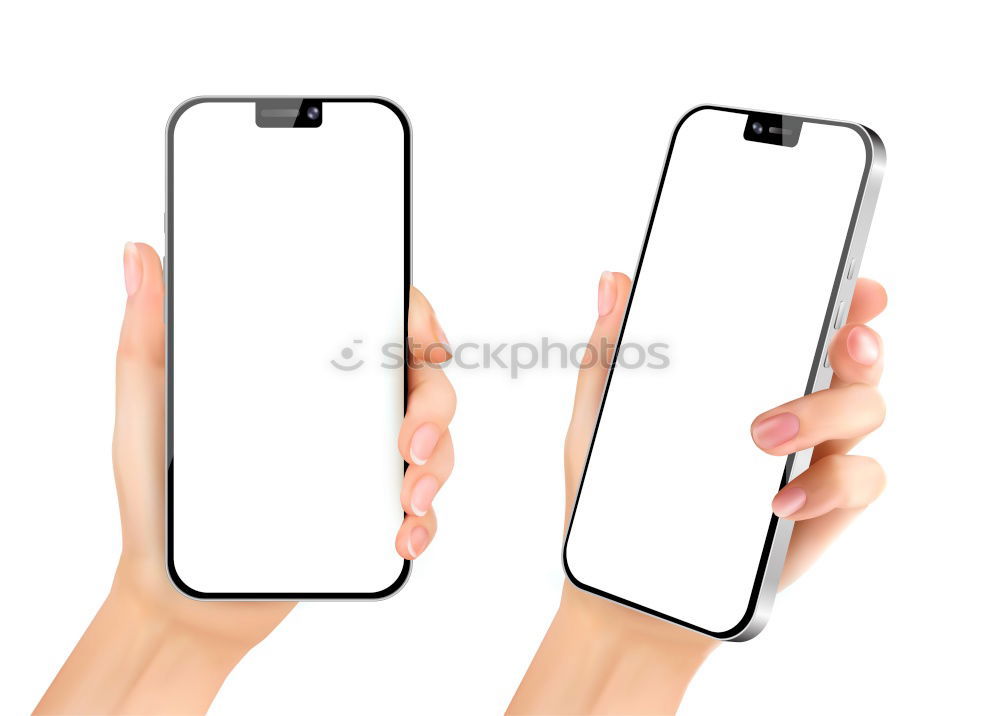 Image, Stock Photo Two smart phone with blank screen on pink background. 3d rendering