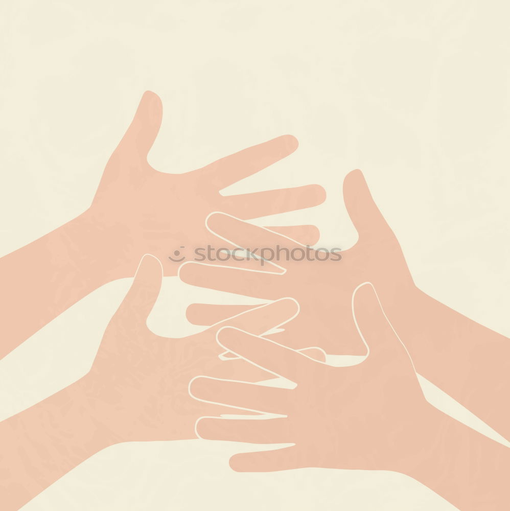 Together against racism // Three hands in different skin colours made of paper hold together