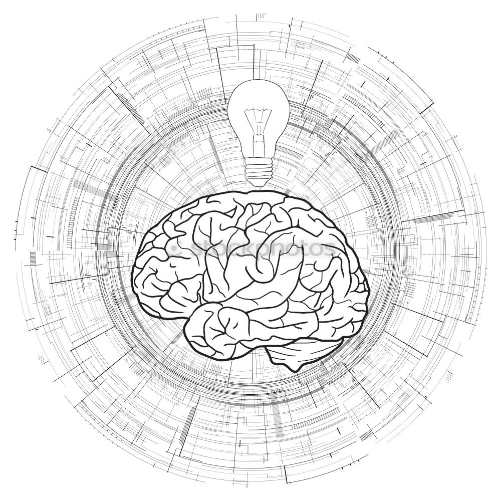 Image, Stock Photo Left and right brain hemisphere illustrated on paper