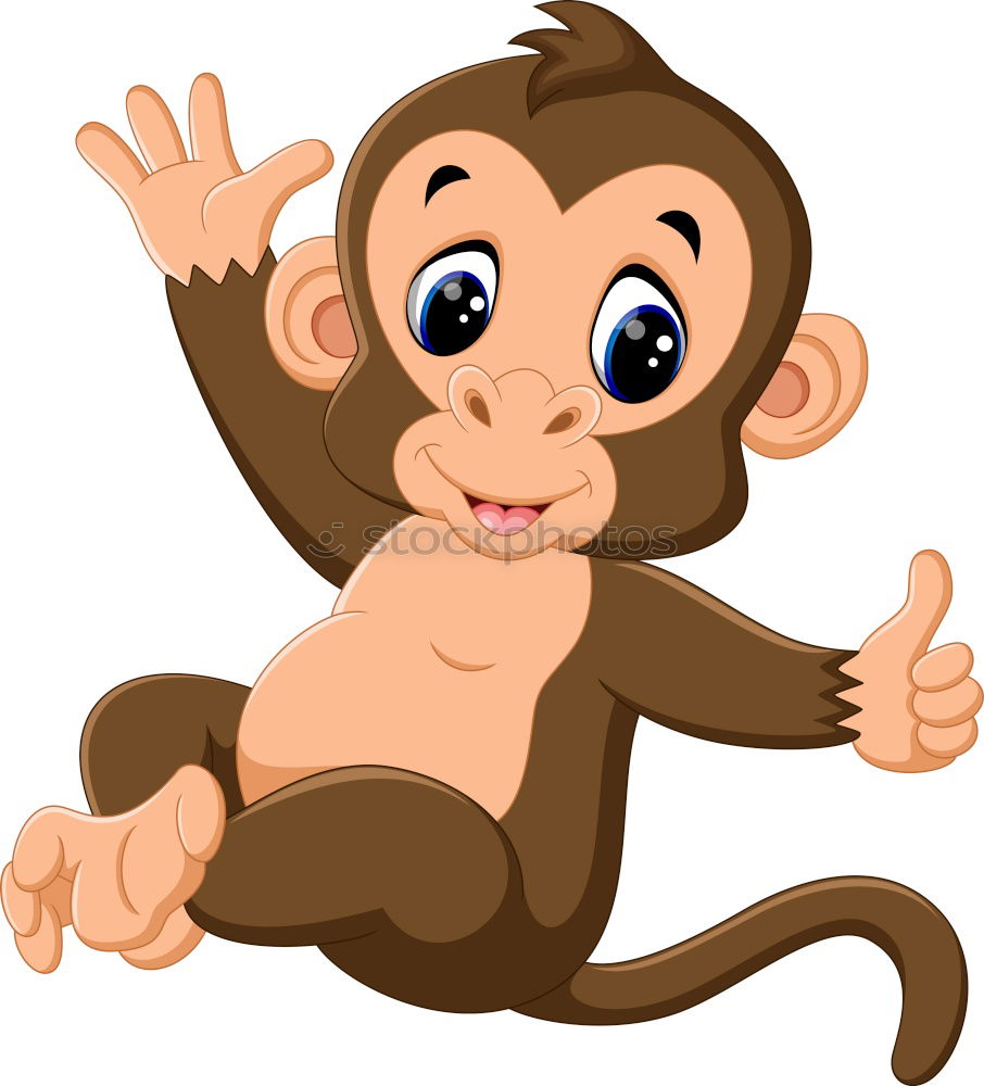 Image, Stock Photo Woman with monkey mask looking thoughtful
