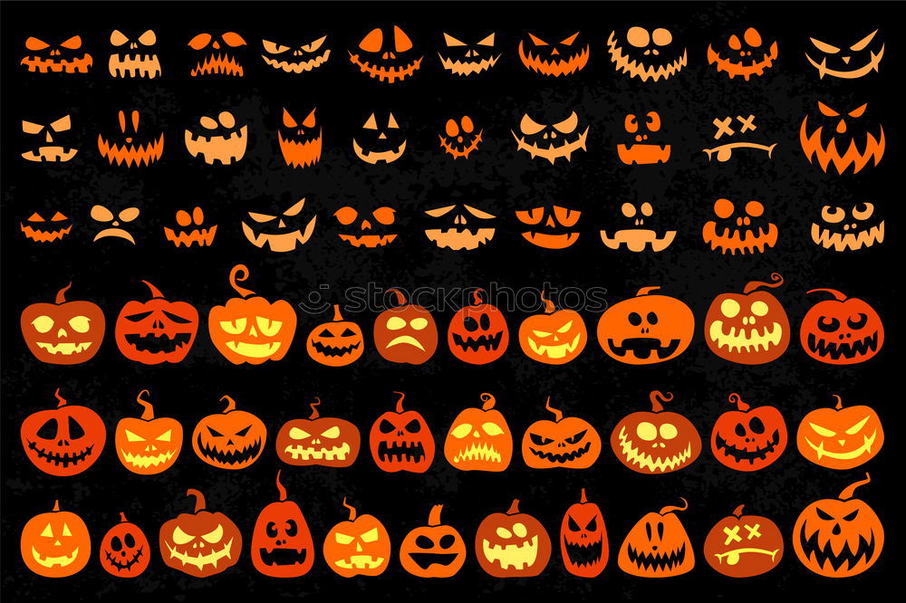 Similar – Image, Stock Photo Six glowing Halloween pumpkins