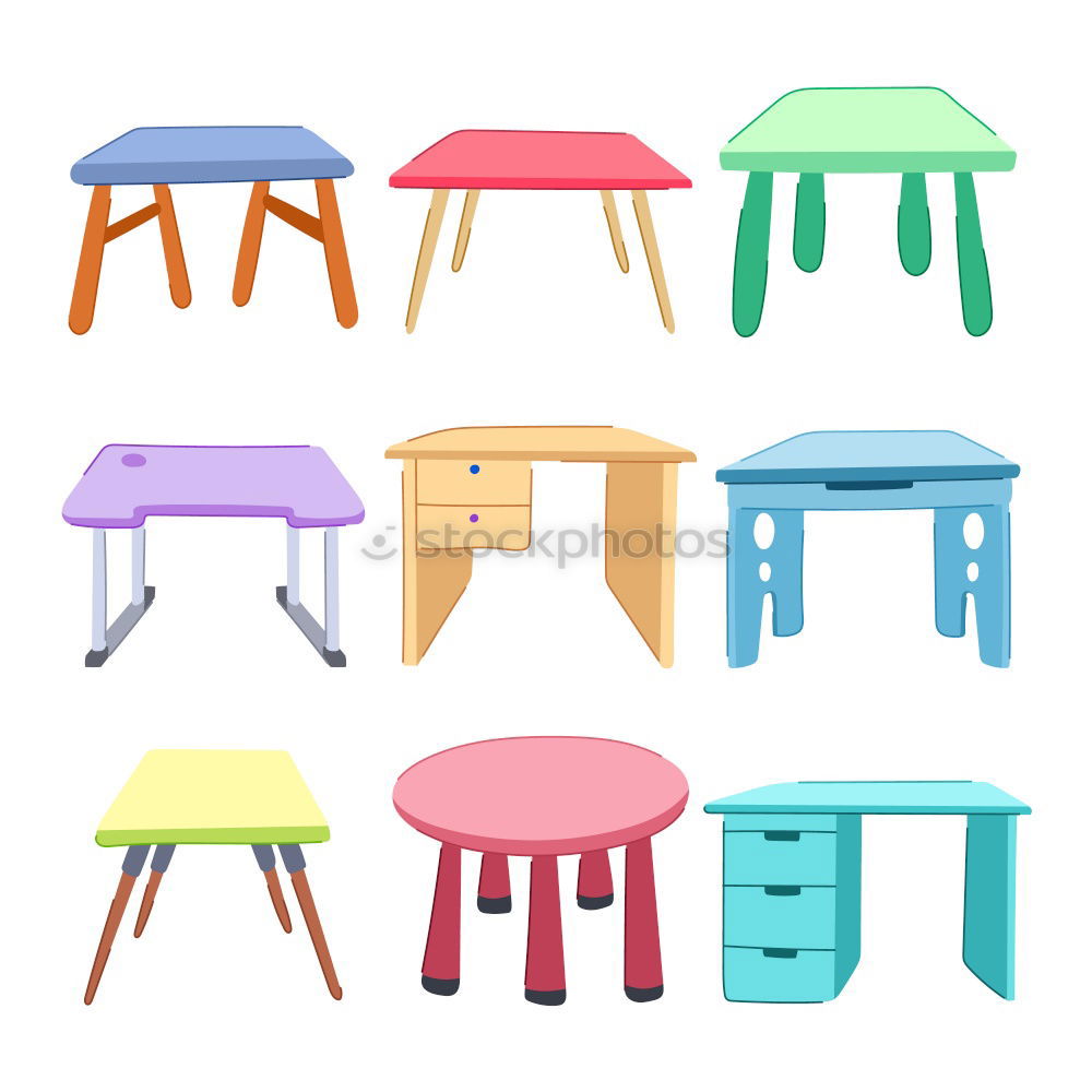 Similar – Image, Stock Photo Colorful empty chairs and tables in a street cafe.