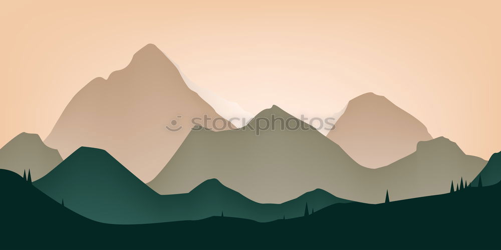 Similar – Beautiful orange sunset over mountains