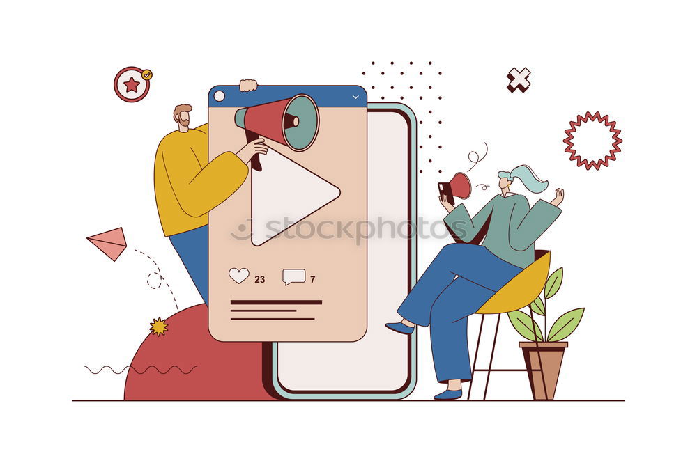 Similar – Image, Stock Photo Mobile marketing with megaphone and speech bubbles