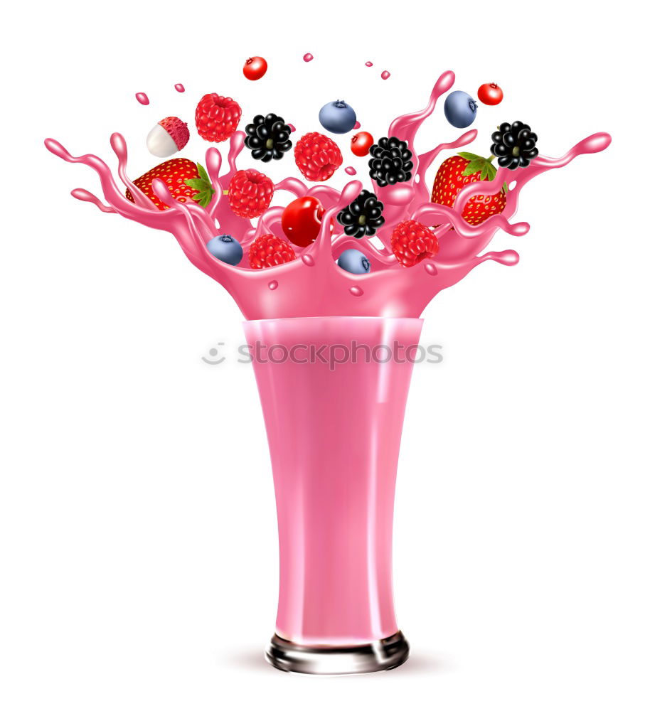 Similar – Pink sweet lemonade made of raspberry juice with frosted blackberries and strawberry blossom in a glass with sugar rim and drinking straw on striped tablecloth