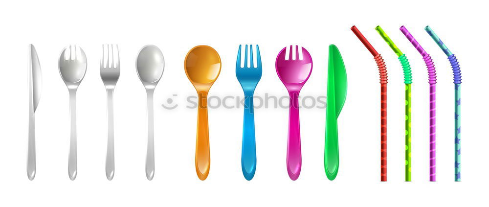 Similar – Image, Stock Photo Colorful of green plastic spoon and fork