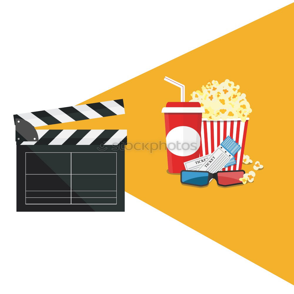 Similar – popcorn and clapboard on yellow background. Cinema concept