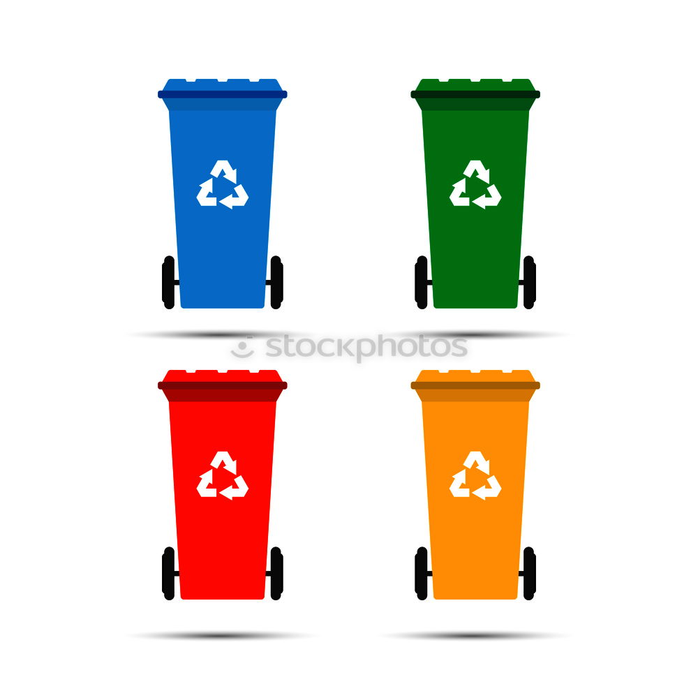 Similar – Yellow, red and blue recycle bins with recycle symbol. Recycling concept