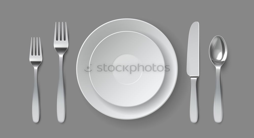 Similar – white square plate and iron cutlery