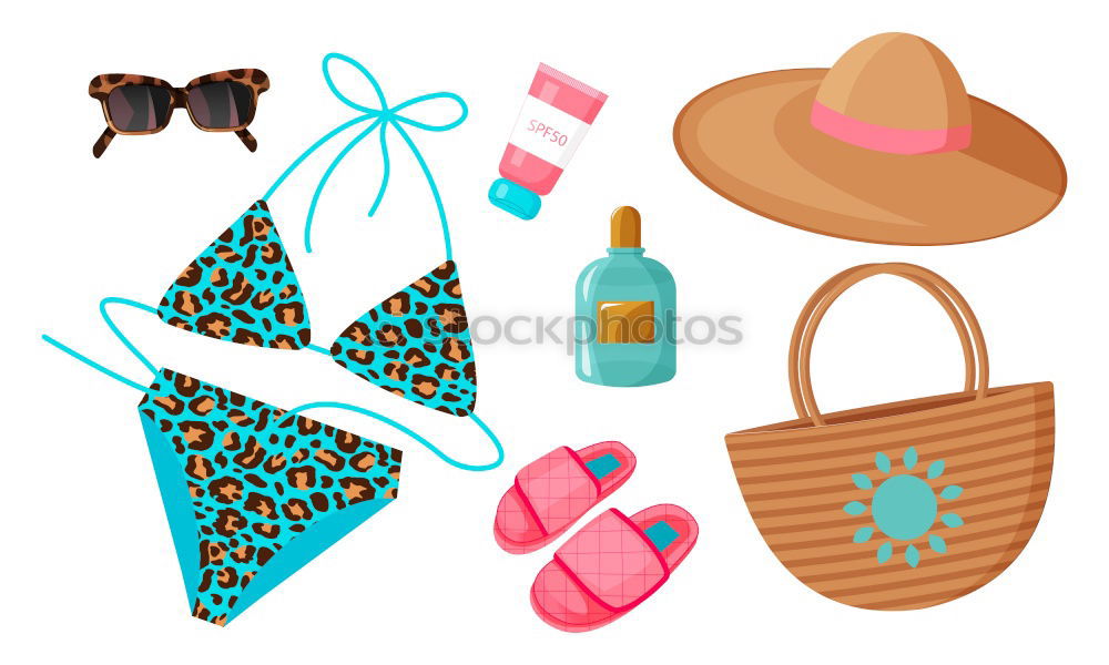 Similar – Image, Stock Photo Pink beach accessories on blue background