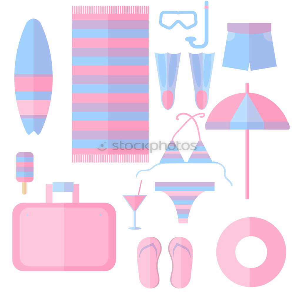 Similar – Image, Stock Photo Pink beach accessories on blue background