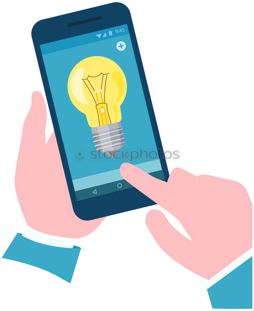 Similar – Image, Stock Photo Learning & Research. Yellow bulb on mobile phone display.