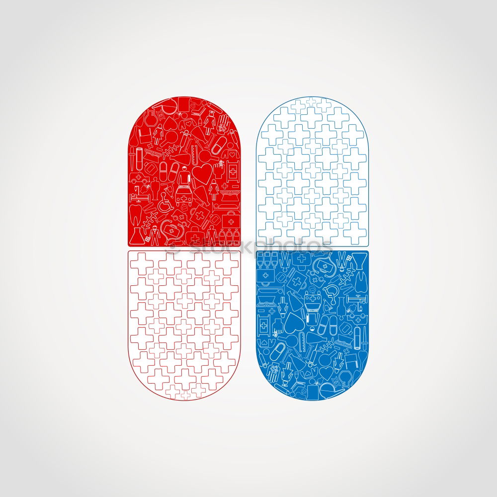 Similar – Image, Stock Photo Two capsule-shaped red and white pills made of paper