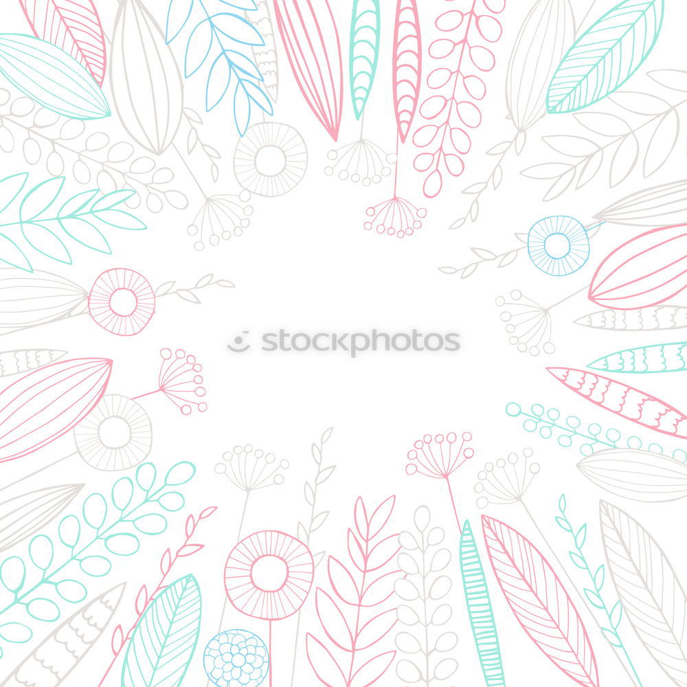 Similar – Turquoise tropical leaves and flowers background. Paper tropical leaves on pink background. Creative composing in pastel color with copy space for your design. Banner or template