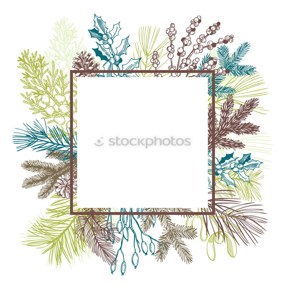 Similar – Watercolor Bohemian golden frame with dried leaves and tropical flowers illustration